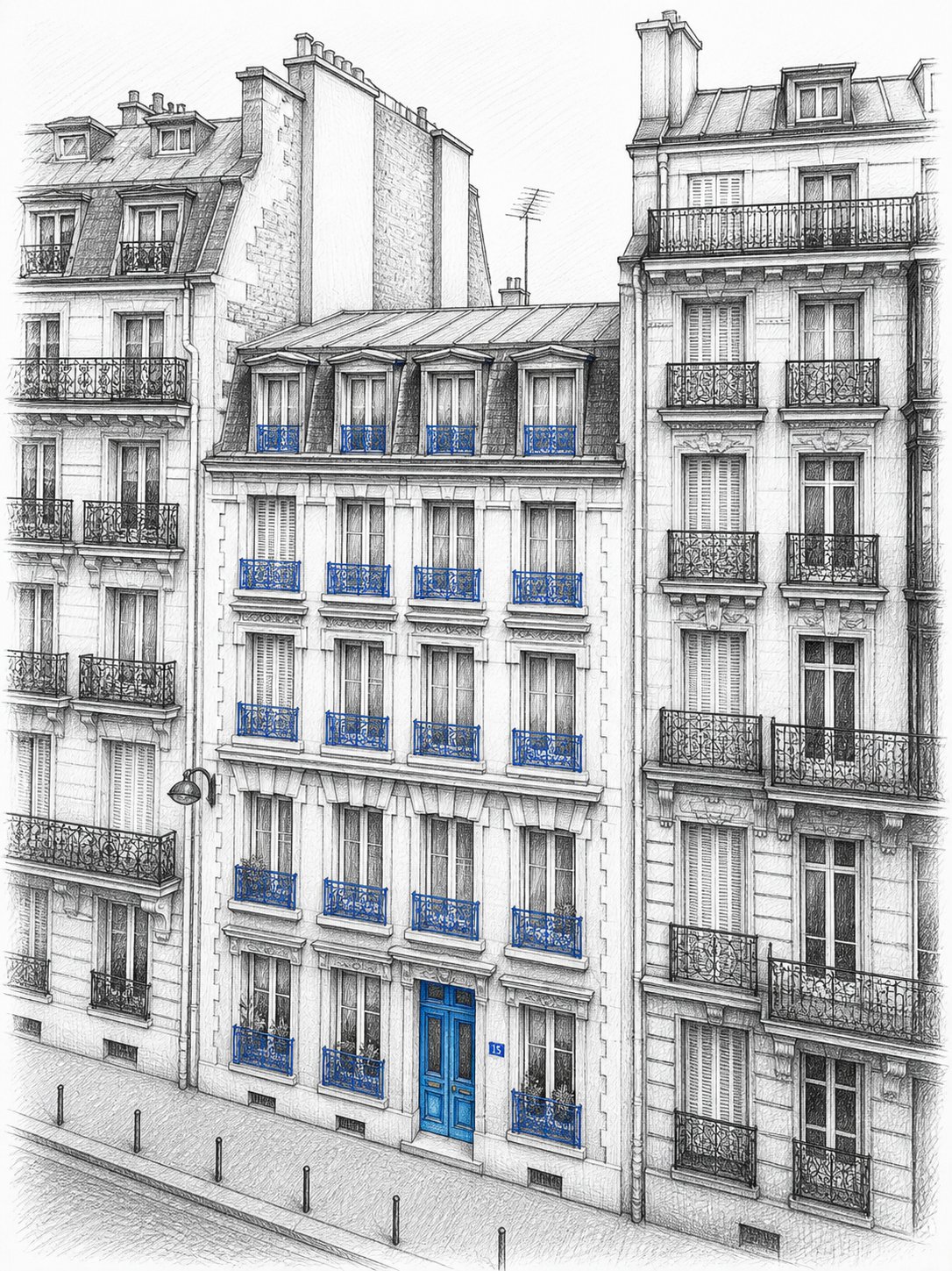 Immeuble parisien typique illustrant le métier de marchand de biens